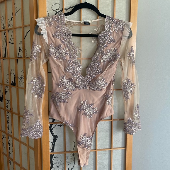 For Love And Lemons Tops - FOR LOVE and LEMONS Sheer Skivvies Bodysuit